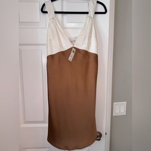 NWT Abercrombie & Fitch Satin 2 tone sleeveless Dress (L-tall)
